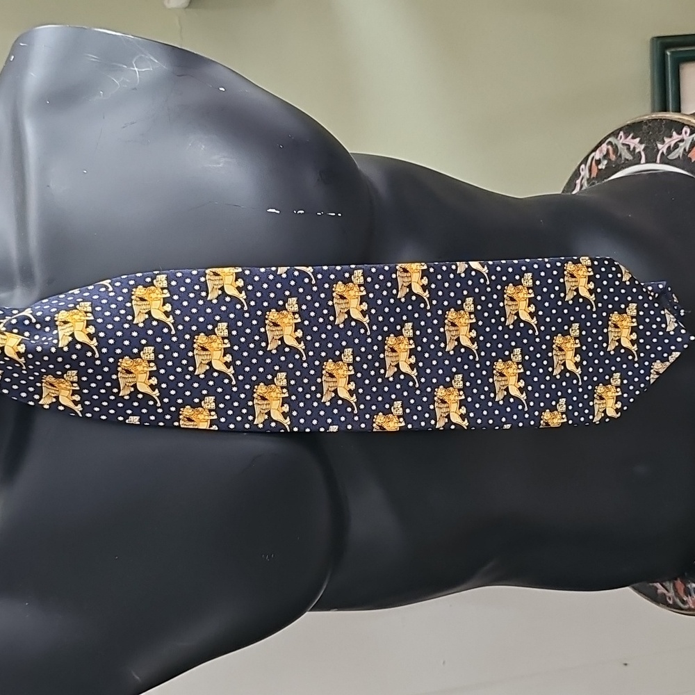 Venezia Navy and Gold Elephant Pattern Tie